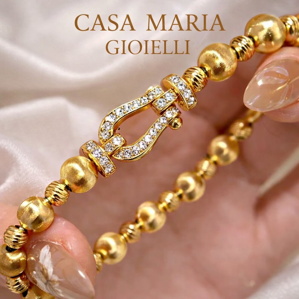 Bracciale “Perla d’Oro” Bracelet | 24K Hollow Yellow Gold Lab Grown Diamonds